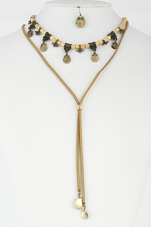 Multi Layered Casual Necklace With Beads Set 6EAC7